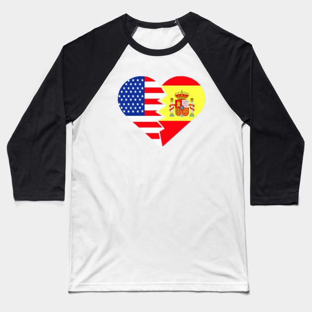 Spain Flag USA Flag Spanish Latino Hispanic Food Culture 2 Baseball T-Shirt by hispanicworld